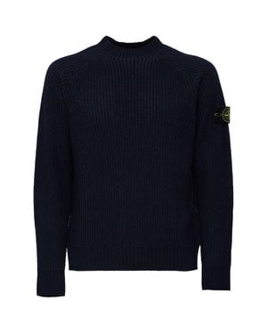 Stone Island Reversible Crewneck Knit Sweater - Blue