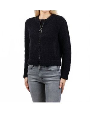 Margittes Boucle Zip Knit Sweater - Black