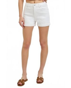 Risen Chic And Sleek Denim Shorts - White