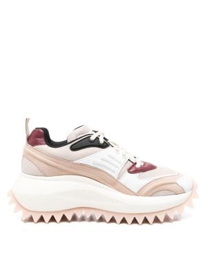 Vic Matié Calf Leather And Mesh Panels Sneakers - Natural