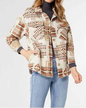 Coco + Carmen Carrina Aztec Print Shacket With Pockets - Blue