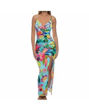 Luli Fama Ocean's Kiss Ruched Front Tank Maxi Dress - Blue