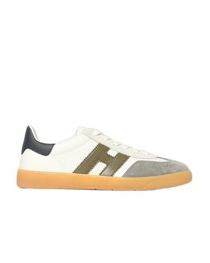 Hogan Low-Top Leather Sneakers With Suede Overlays - Metallic