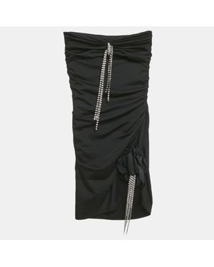 Area Jersey Crystal Embellished Strapless Mini Dress - Black