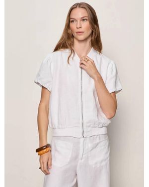 Sanctuary Everly Linen Bomber Jacket - White