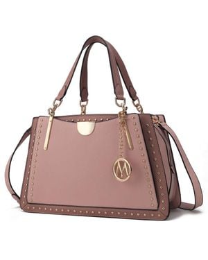 MKF Aubrey Vegan Leather Compartment Satchel Handbag - Pink