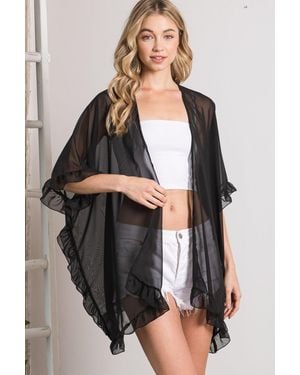 TRUEDAMES Lightweight Sheer Shawl Cardigan - Black