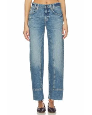 Free People Risk Taker Mid Rise Straight Jeans - Blue