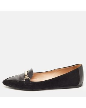 Tod's Suede And Leather Slip On Loafers - Black