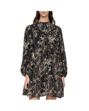 Sea Sunniva Print Long Sleeve Dress - Black