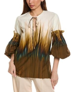 Silvia Tcherassi Neyla Silk-Blend Blouse - Brown