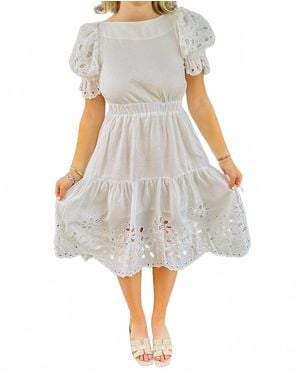 English Factory Ruby Linen Eyelet Maxi Dress - Gray
