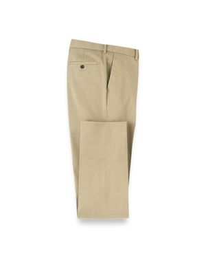 Paul Fredrick Non-Iron Cotton Stretch Twill Flat Front Pant - Natural