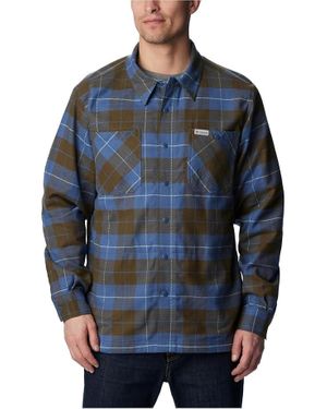 Columbia Cornell Woods Shirt Jacket Plaid Fleece Lined Gbo16 - Blue