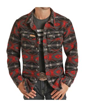 Powder River Wool Aztec Jacquard Shirt Jacket - Brown