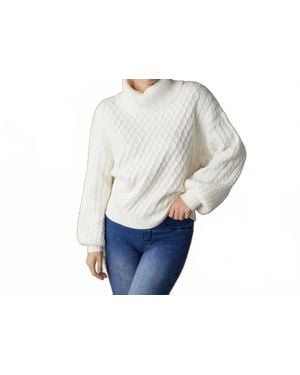 Coco + Carmen Maren Cable Knit Turtleneck Sweater - White