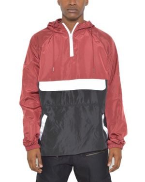 TRUEDAMES Color Block Anorak Jacket Pullover Windbreaker - Red