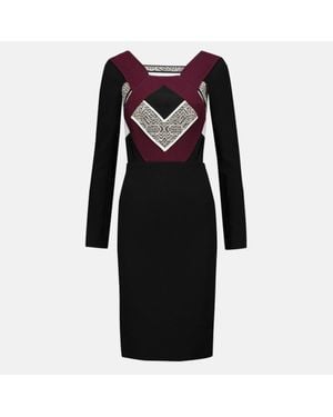 Roland Mouret Color Block Textured Crepe Shapur Mini Dress - Black
