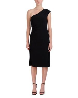 Laundry by Shelli Segal One Shoulder Gathered Side Solid Sheath Ity Dress - Black