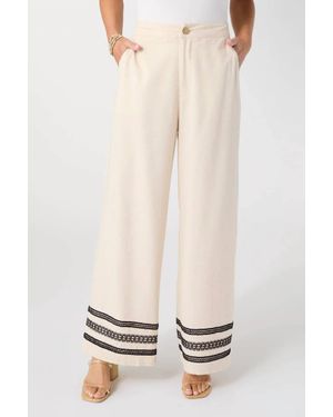Coco + Carmen Isabelle Linen Pant With Crochet Trim - White