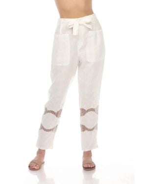 Johnny Was Antique Highwaist Straight Leg Pants - Natural