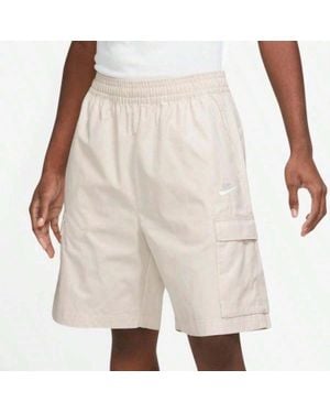 Nike Club Cargo Shorts Woven Elastic Waist Utility Pockets Sgn1696 - Natural