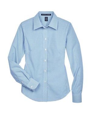Devon & Jones Crown Collection Gingham Check Woven Dress Shirt - Blue