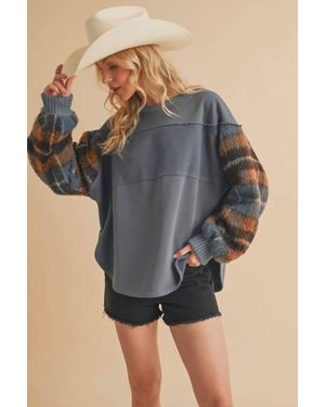 AEMI + CO Mix It Up Plaid Pullover - Gray