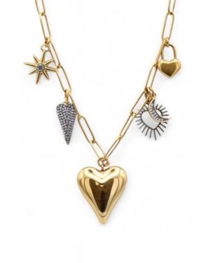 Farrah B Jewelry Moon And Back Necklace - Metallic