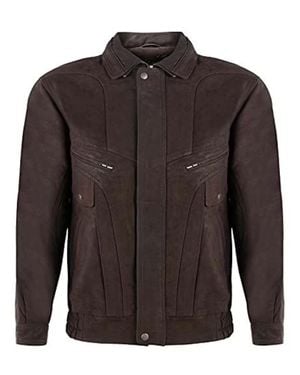 Infinity Leather Nappa Bluson Tailored Bomber Jacket - Brown