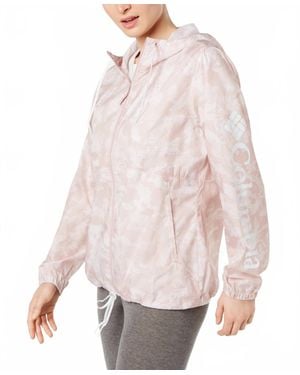 Columbia Activewear Printed Hooded Windbreaker - White