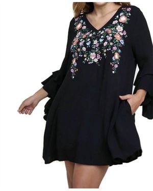 Umgee Layered Ruffle Sleeve Mini Dress - Black
