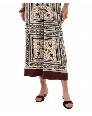 Joseph Ribkoff Scarf Print Crop Wide-Leg Pants - Natural