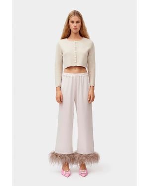 Sleeper Party Pajamas Pants With Detachable Feathers - White