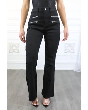 SurelyMine Double Zipper Detail Flared Slack Pant - Black