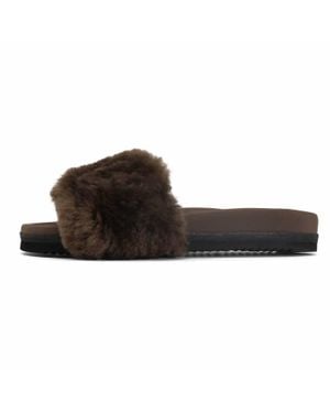 Roam Cloud Shearling Slider Sandal - Brown