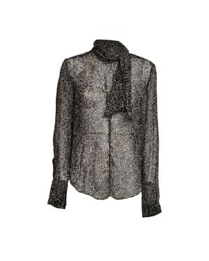 Isabel Marant Leona Printed Sheer Chiffon Blouse - Gray