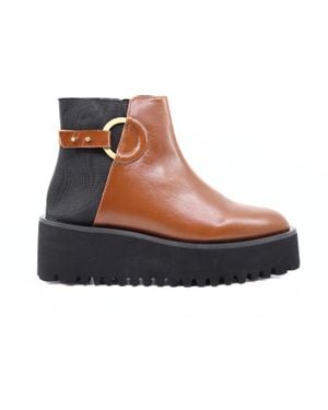 All Black Easy Fit Platform Ankle Boot - Blue