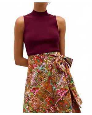 Marie Oliver Mazie Mock Neck Sleeveless Top - Red