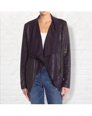 Vigoss Crackled Suede Moto Jacket - Blue