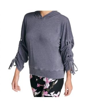 DKNY Sport Relaxed Cinch-Sleeve Hoodie - Blue