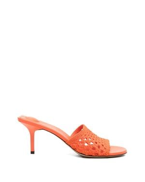 Jacquemus Woven Sandals With Low Kitten Heel - Pink