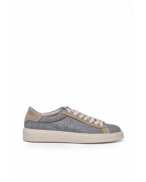 Eleventy Leather Accents Fabric Sneakers - White