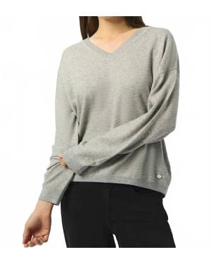 Joseph Ribkoff V-Neck Long Sleeve Sweater - Gray