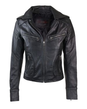 TruClothing Leather Biker Jacket - Black