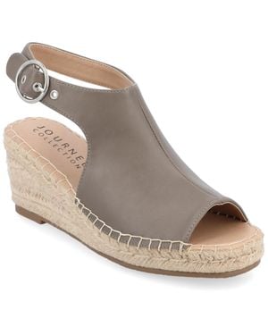 Journee Collection Apos;S Crew Medium And Wide Width Espadrille Wedge Sandals - Gray
