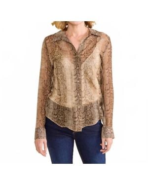 S'Edge Classic Sheer Snake Print Shirt - Natural