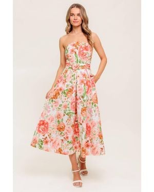 TRUEDAMES Blushing Dawn Woven Midi Dress - Pink