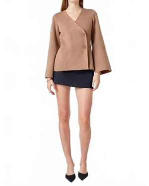 Endless Rose 2 Button Cinched Cardigan - Natural
