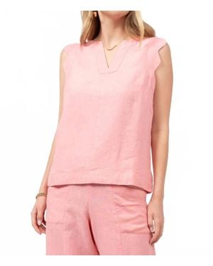 Ivy Jane Linen Scallop Trimmed Top - Pink